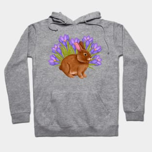 Bunny In The Crocus Flower Field Hoodie